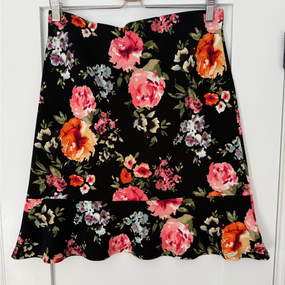 Studio Black Floral A-Line Skirt
